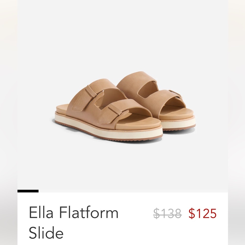Nisolo 8.5 Ella Flatform Sandal - Almond - EUC